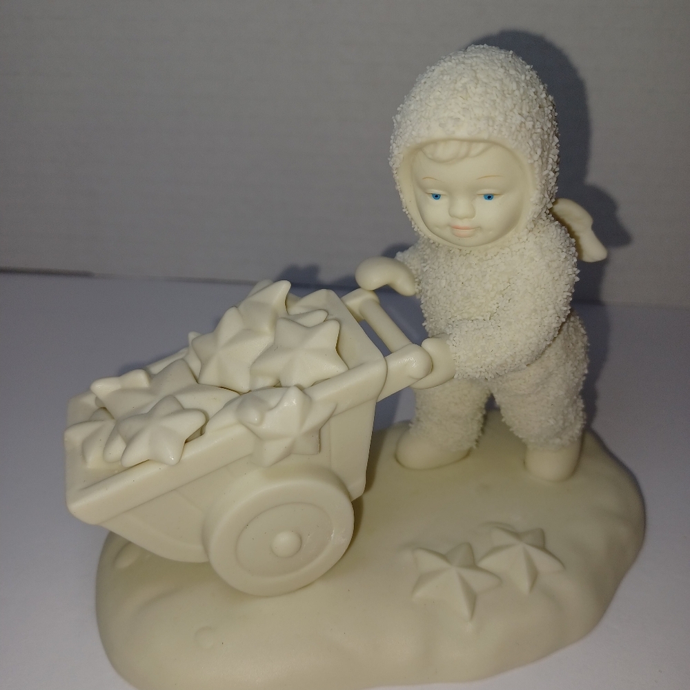 Vintage Department 56 Snowbaby Figurine with Wheelbarrow In Original Book Box - Picture 3 of 8